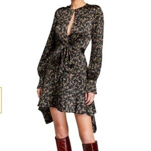 Jonathan Simkhai Black Mini Dress with Gold Floral Print